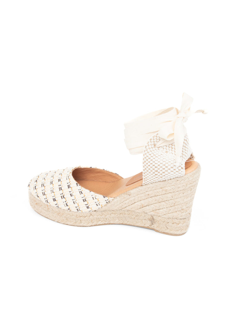 Gold Peep Toe Espadrille