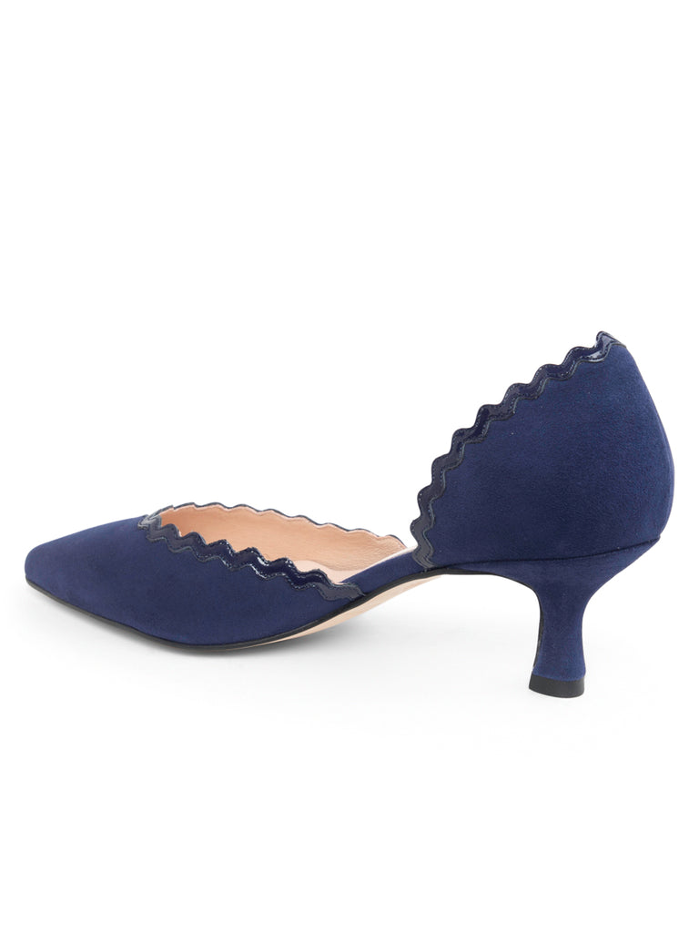 Patricia Green Women's Olivia Scalloped d'Orsay Kitten Heel in Navy
