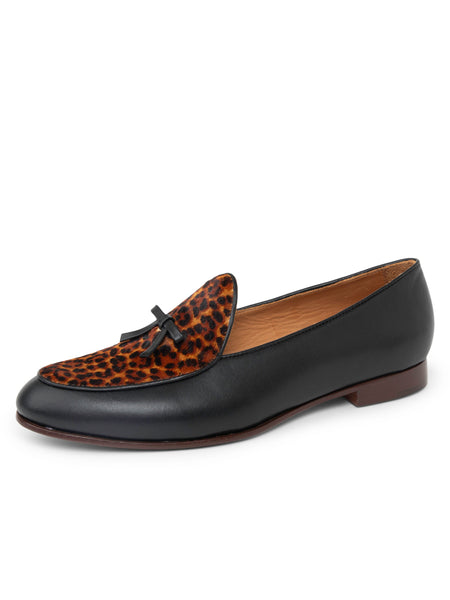 Patricia Green - Coco Belgian Loafer - Black/Leopard – Patricia
