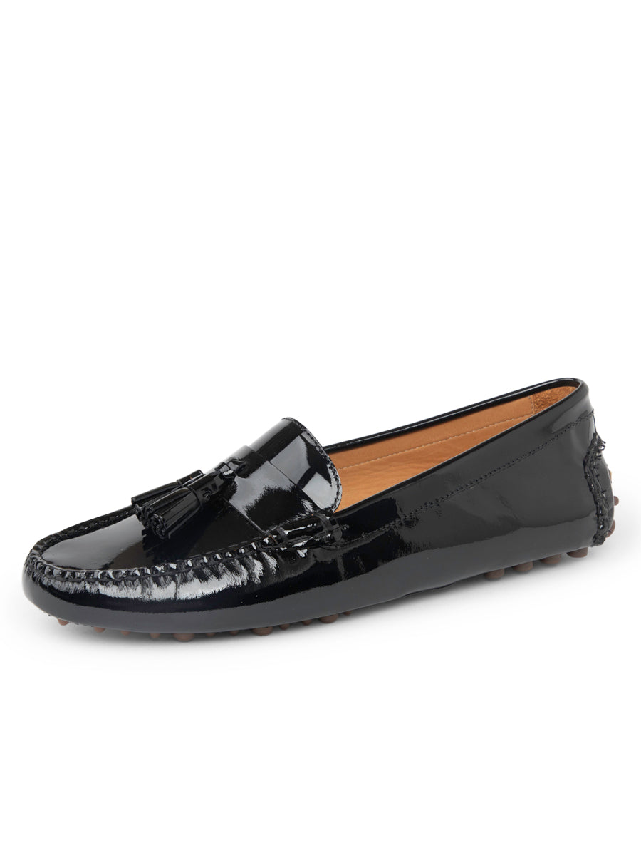 Patricia Green Jordan Moc Toe Tassel Loafer - Black Patent Patricia Green Jordan Moc Toe Tassel Loafer - Black Patent