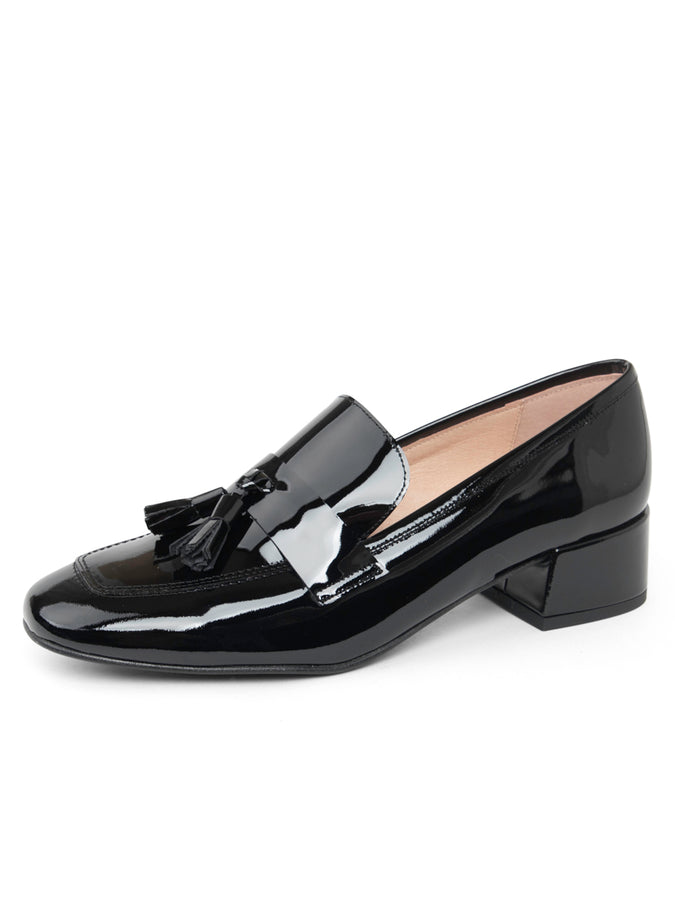 Patricia Green Beckham Block Heel Tassel Loafer Black Patent / 8