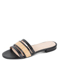 Amalfi Raffia and Leather Flat Sandal