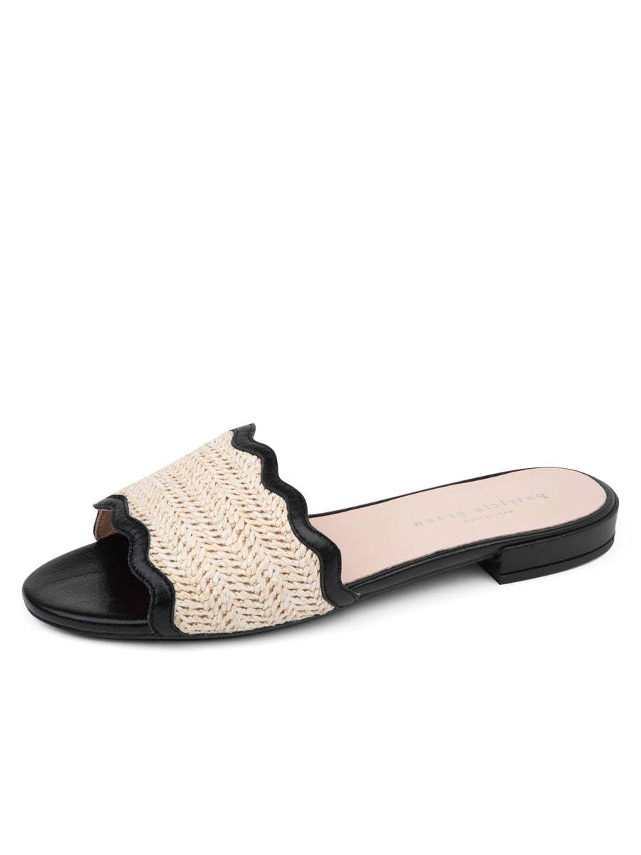 Emma Scalloped Raffia Flat Sandal