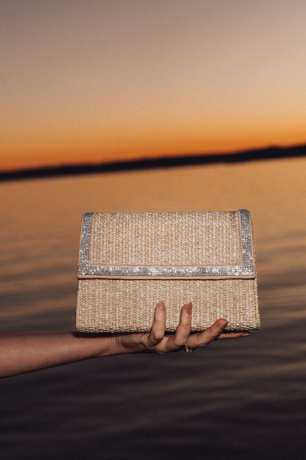 Milan Raffia and Crystal Clutch