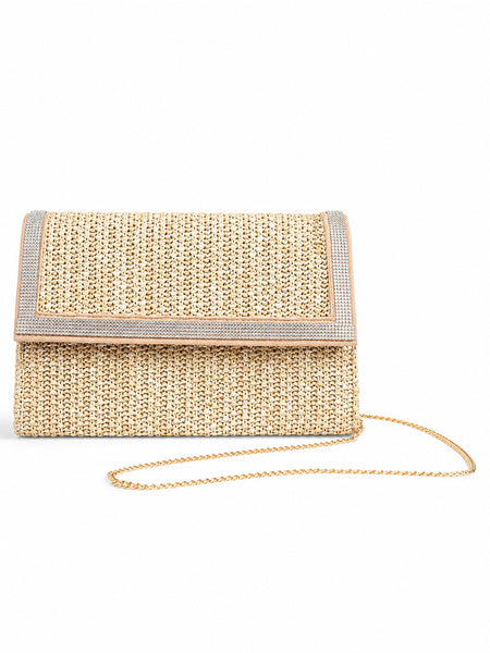 Milan Raffia and Crystal Clutch