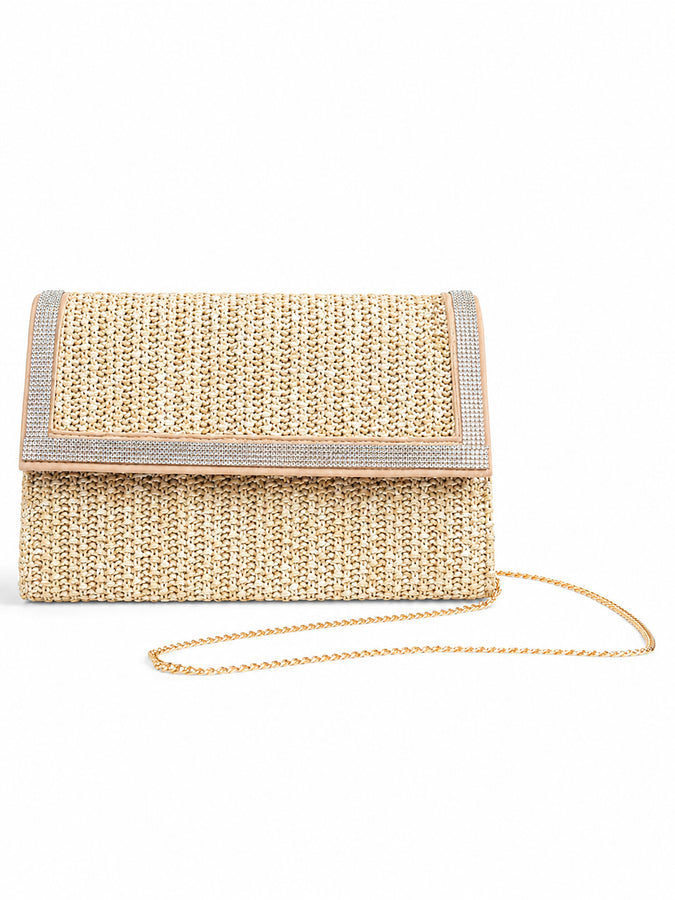 Milan Raffia and Crystal Clutch