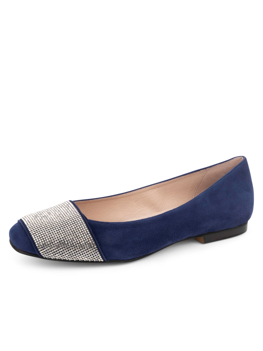 womens navy blue dress flats Loeffler Randall Women's Leonie Leather Ballet Flats - Navy