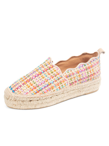 Abigail Scalloped Raffia Slip On Espadrille