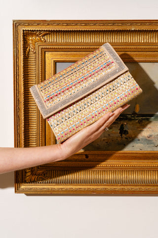 Milan Raffia and Crystal Clutch