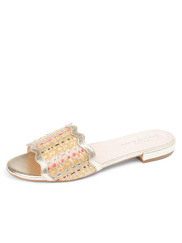 Emma Scalloped Raffia Flat Sandal