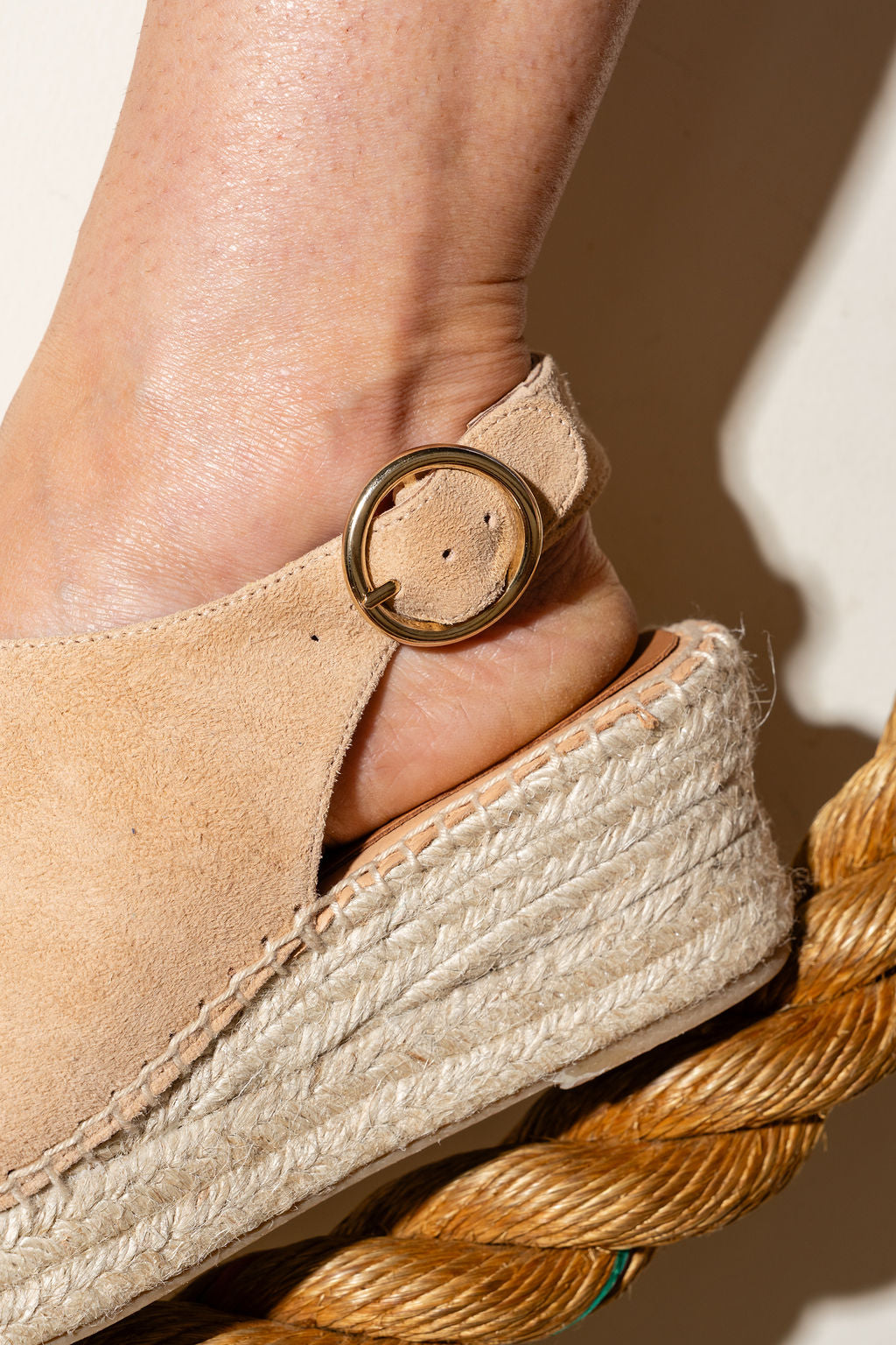 Stella Peep Toe Espadrille with Buckle